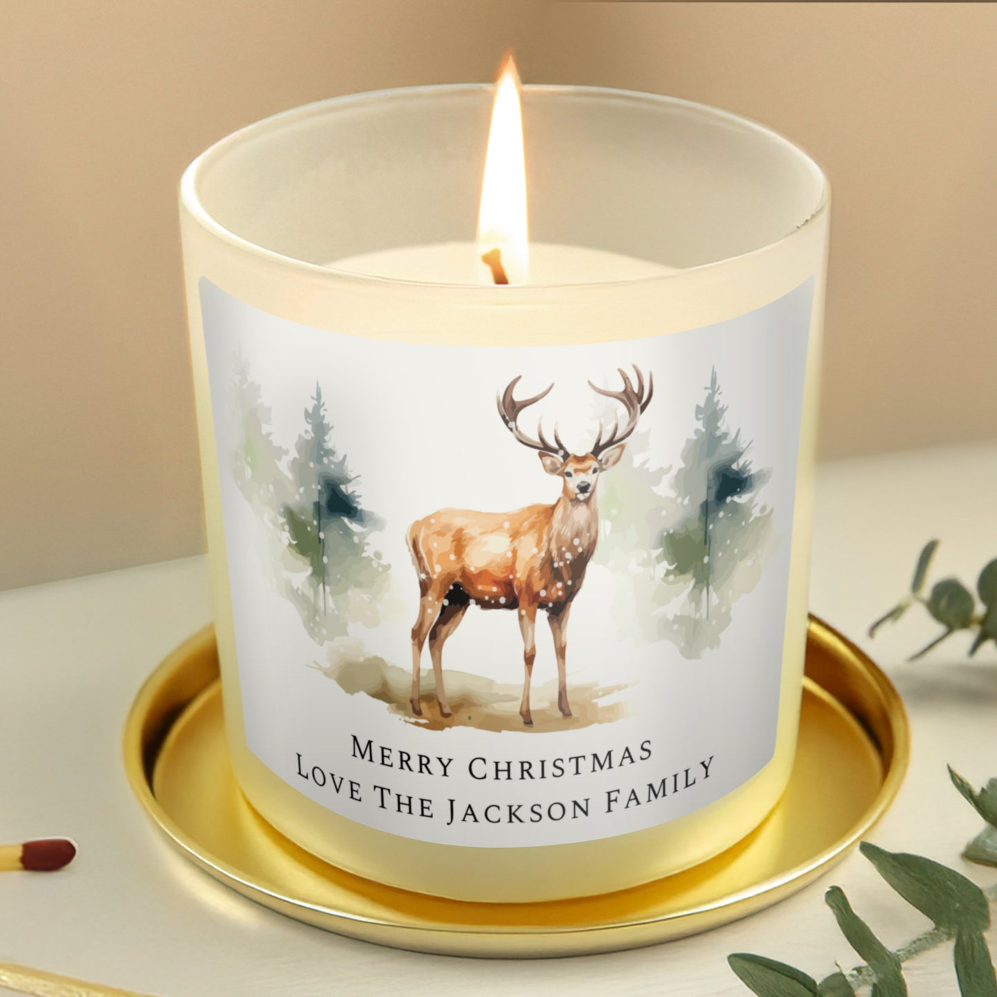 Personalised Watercolour Stag Candle Jar - image 2
