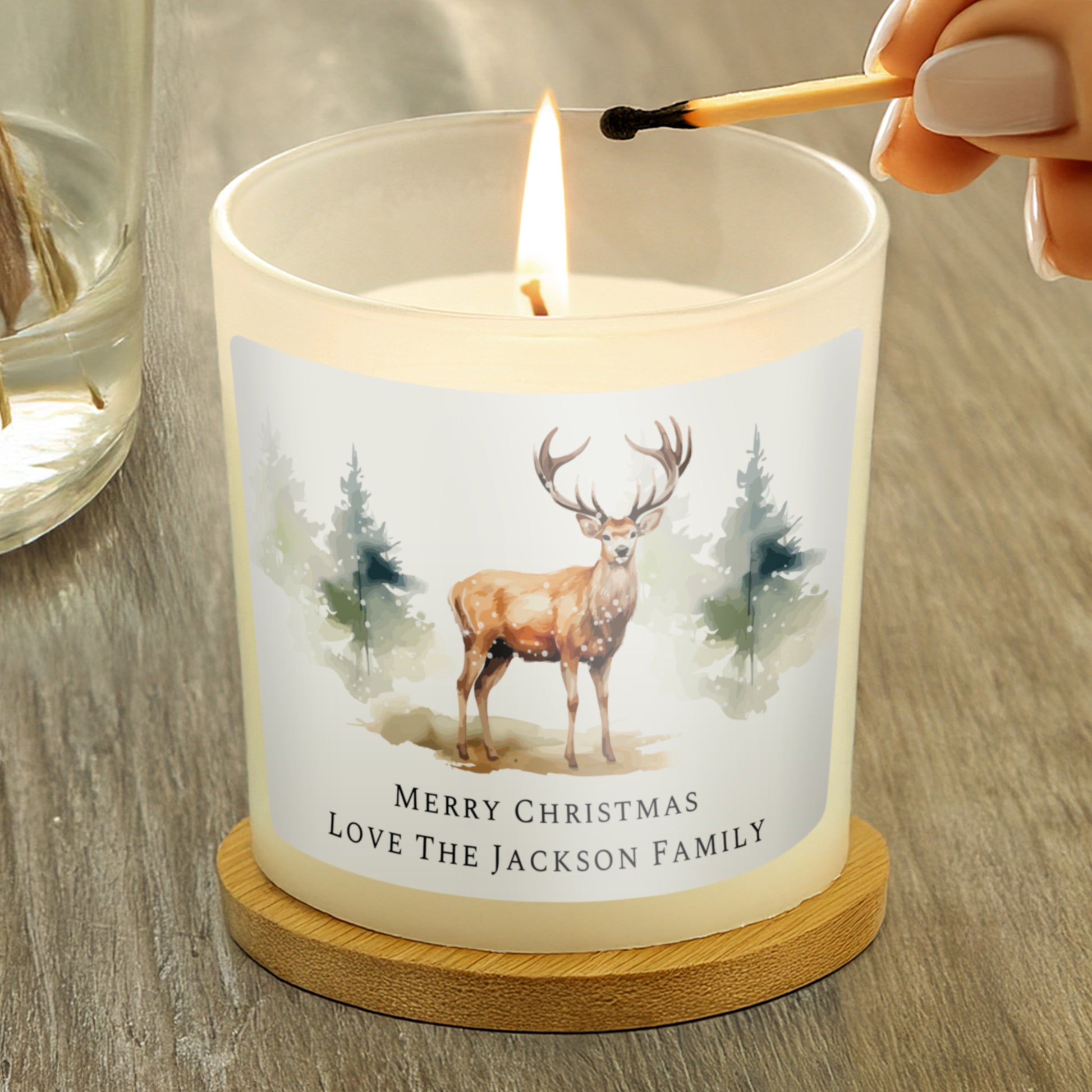 Personalised Watercolour Stag Candle Jar - image 3