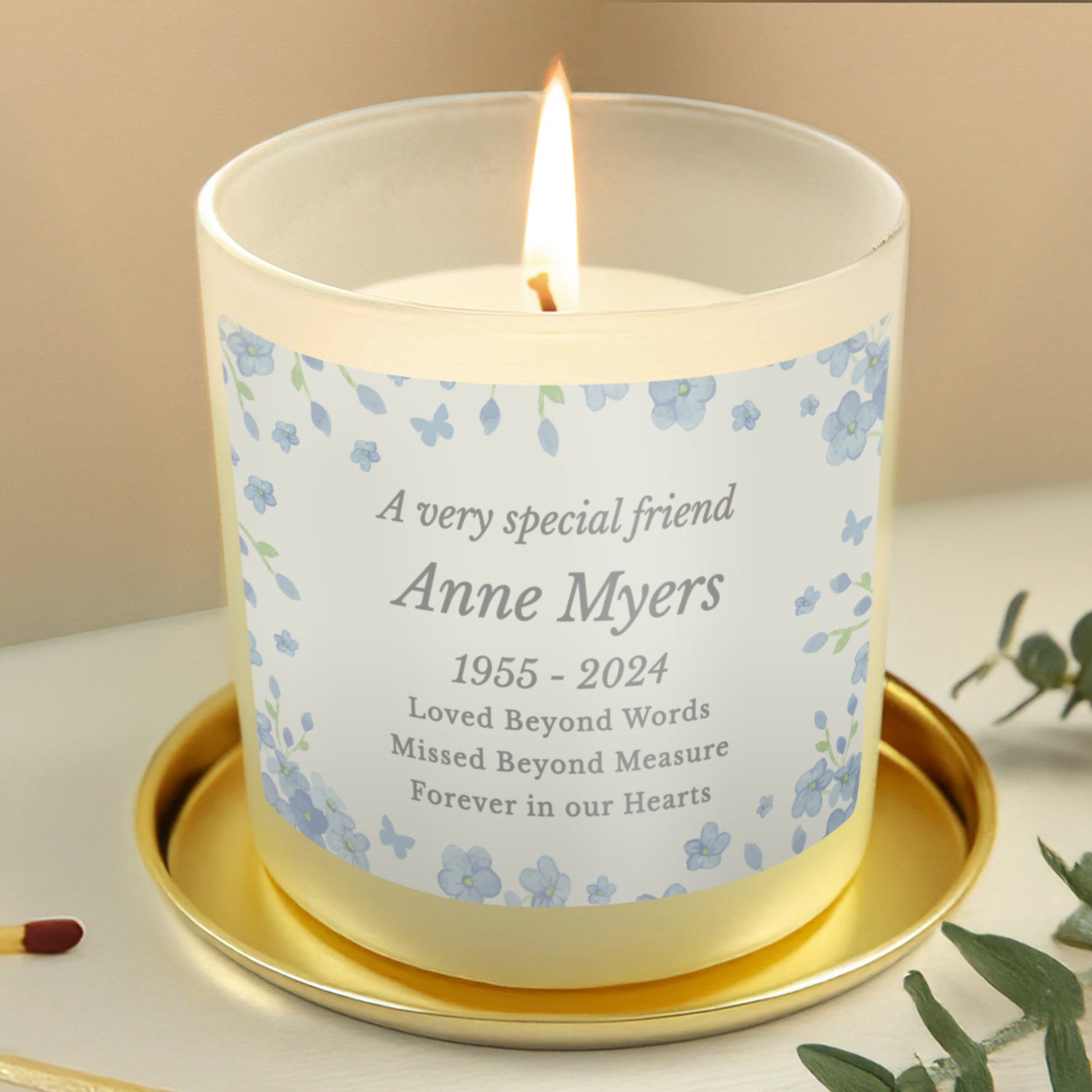Personalised Memorial Forget Me Not Candle Jar from Heartfelt Gifts