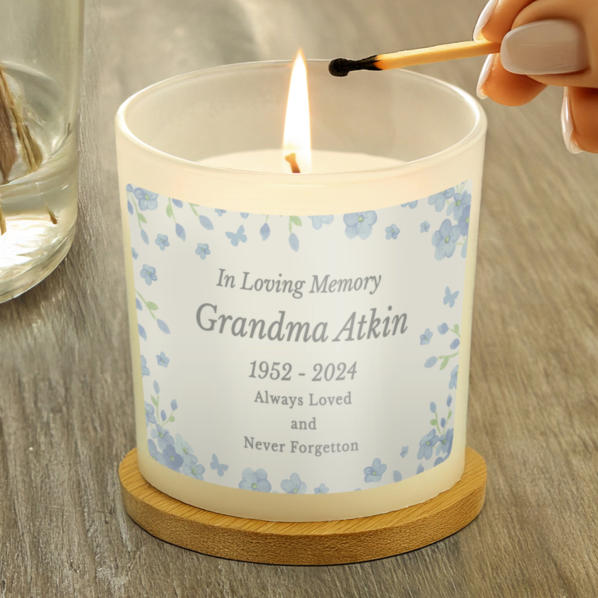 Personalised Memorial Forget Me Not Candle Jar - image 3