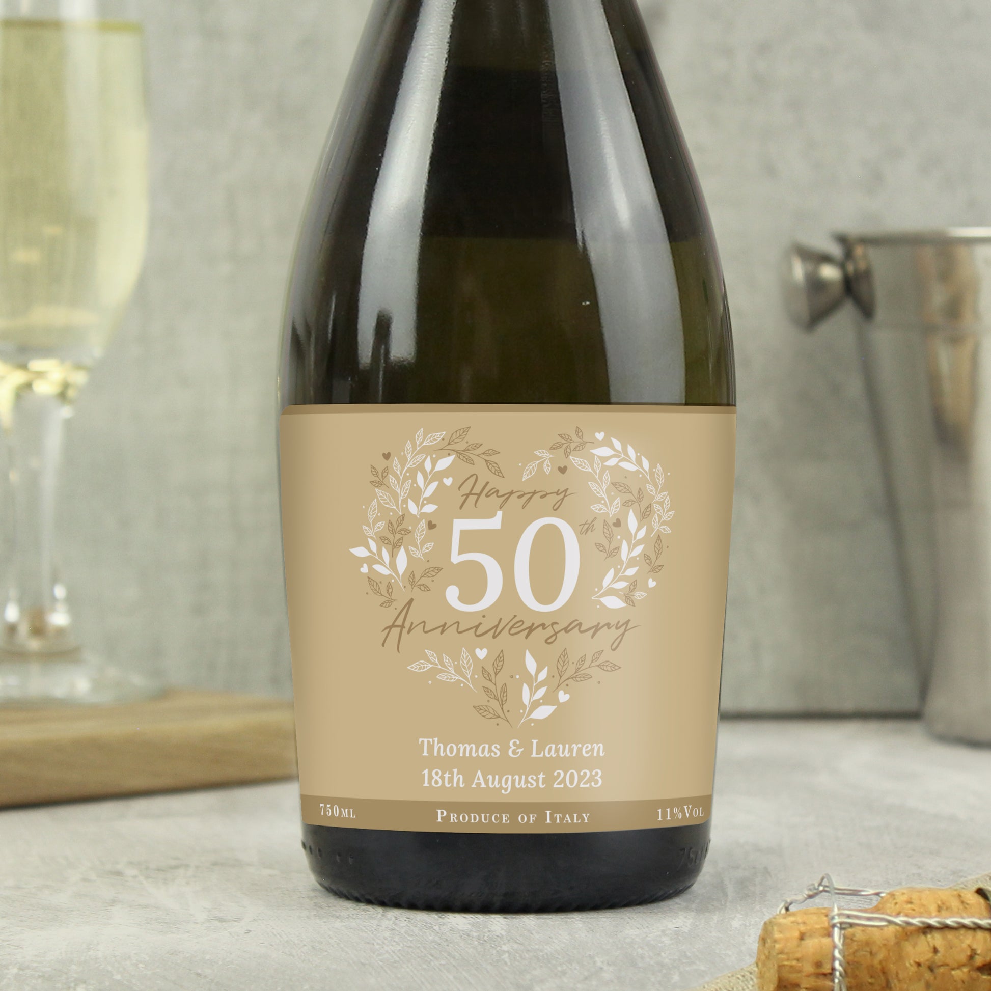 Personalised 50th Golden Wedding Anniversary Prosecco - image 3