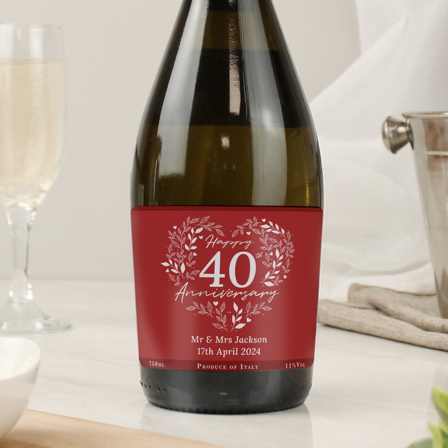 Personalised 40th Ruby Wedding Anniversary Prosecco - image 3