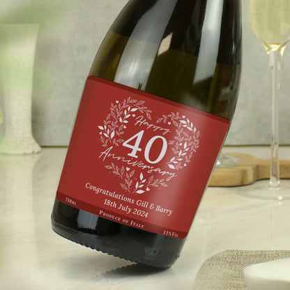 Personalised 40th Ruby Wedding Anniversary Prosecco - image 4