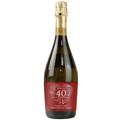 Personalised 40th Ruby Wedding Anniversary Prosecco - image 5