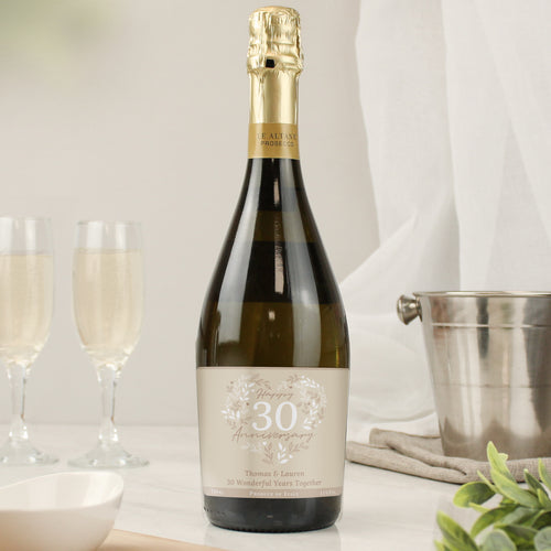 Personalised 30th Pearl Wedding Anniversary Prosecco from Heartfelt Gifts