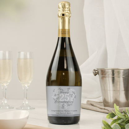 Personalised 25th Silver Wedding Anniversary Prosecco from Heartfelt Gifts