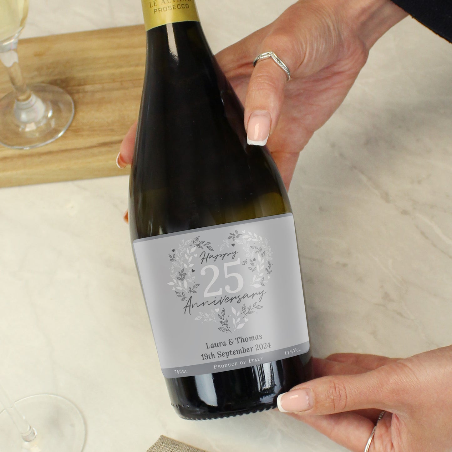 Personalised 25th Silver Wedding Anniversary Prosecco - image 2