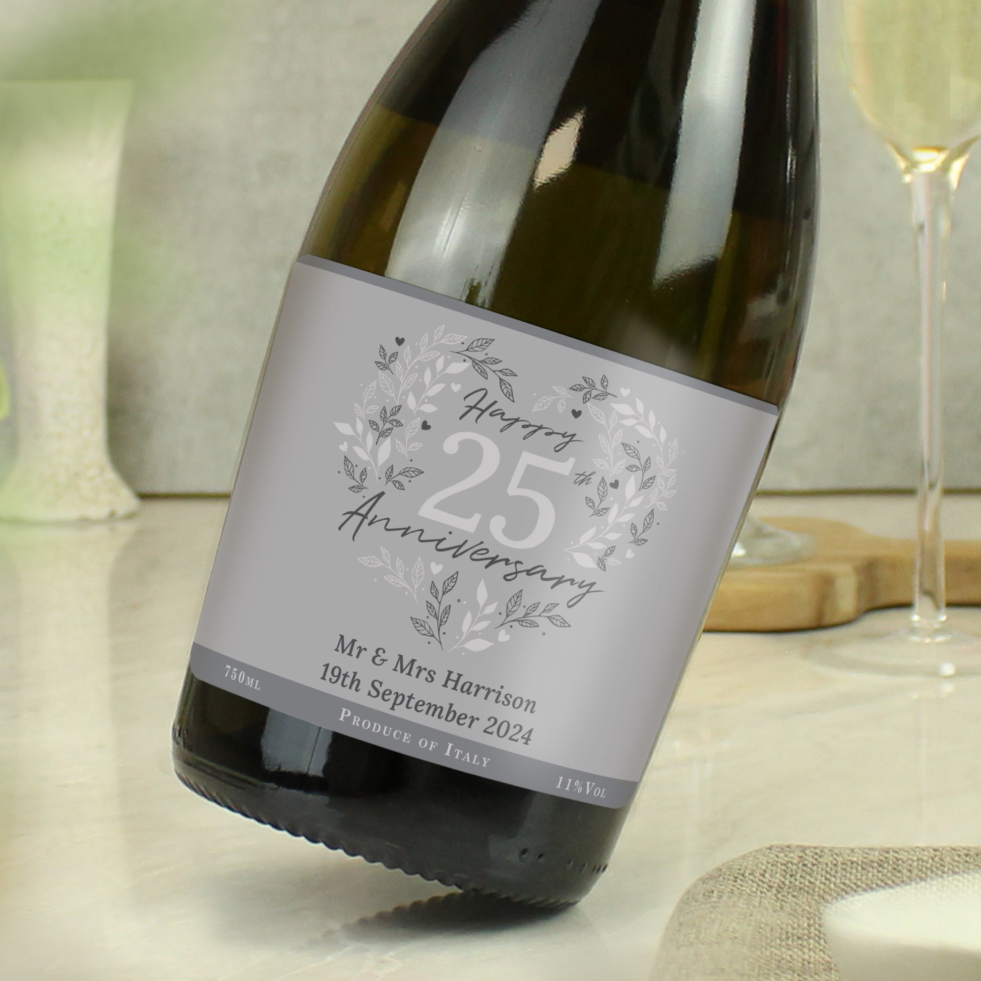 Personalised 25th Silver Wedding Anniversary Prosecco - image 4