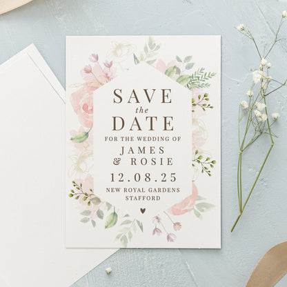 Personalised Soft Floral Set of 36 Wedding Save the Dates from Heartfelt Gifts