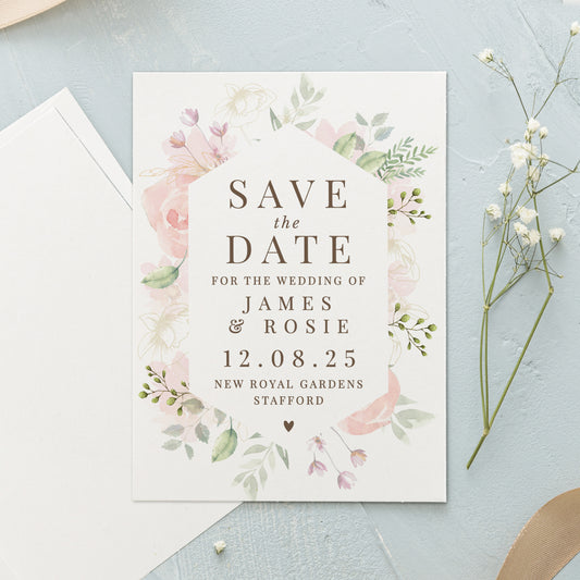 Personalised Soft Floral Set of 36 Wedding Save the Dates from Heartfelt Gifts