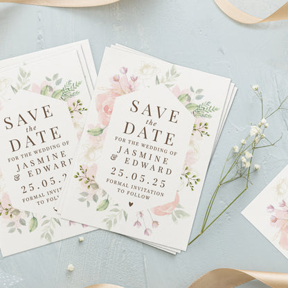 Personalised Soft Floral Set of 36 Wedding Save the Dates - image 2
