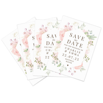 Personalised Soft Floral Set of 36 Wedding Save the Dates - image 5