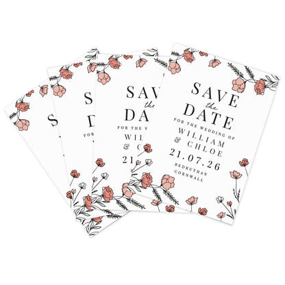 Personalised Pink Floral Set of 36 Wedding Save the Dates - image 5