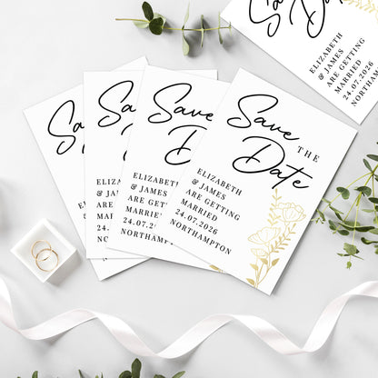 Personalised Gold Floral Set of 36 Wedding Save the Dates - image 3