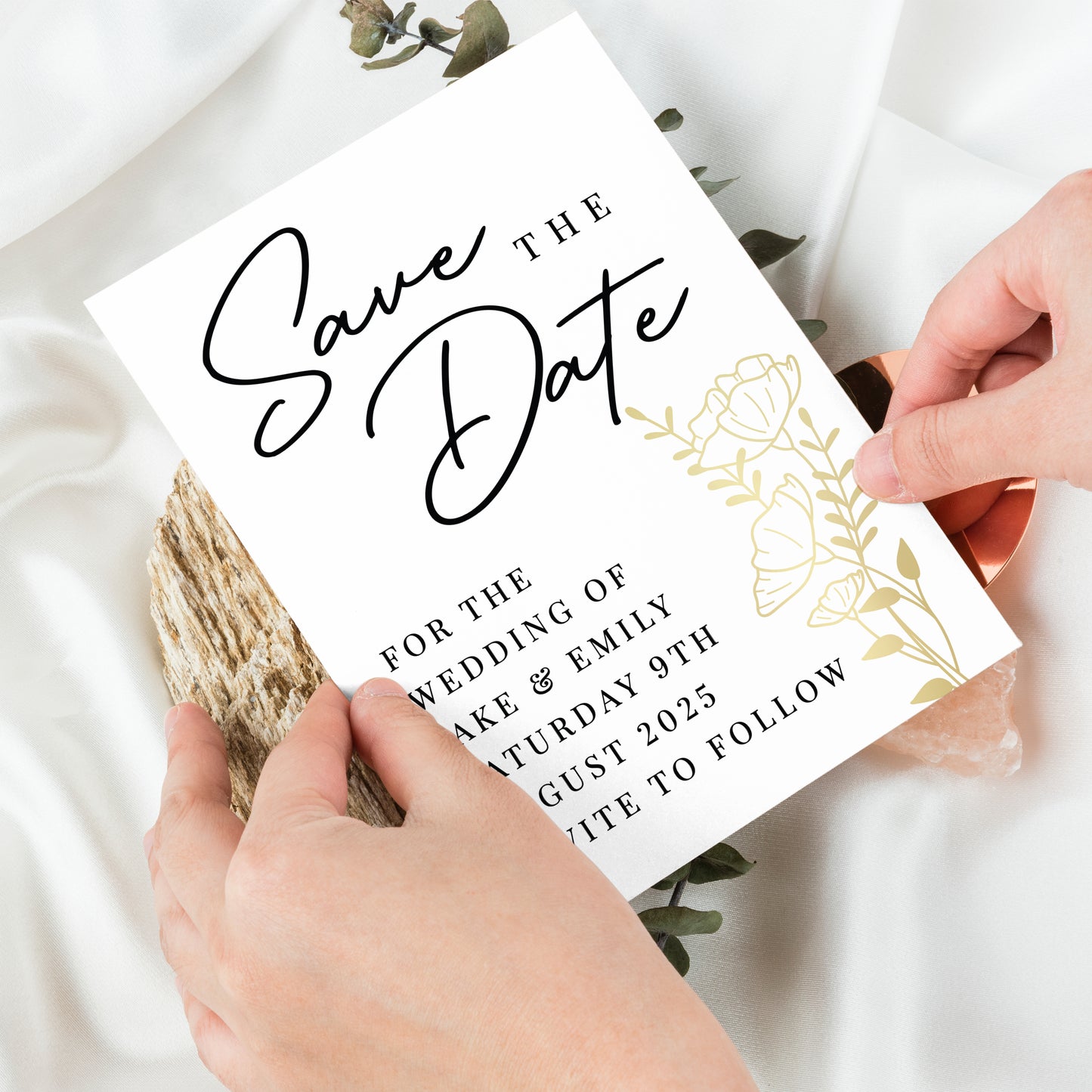 Personalised Gold Floral Set of 36 Wedding Save the Dates - image 4