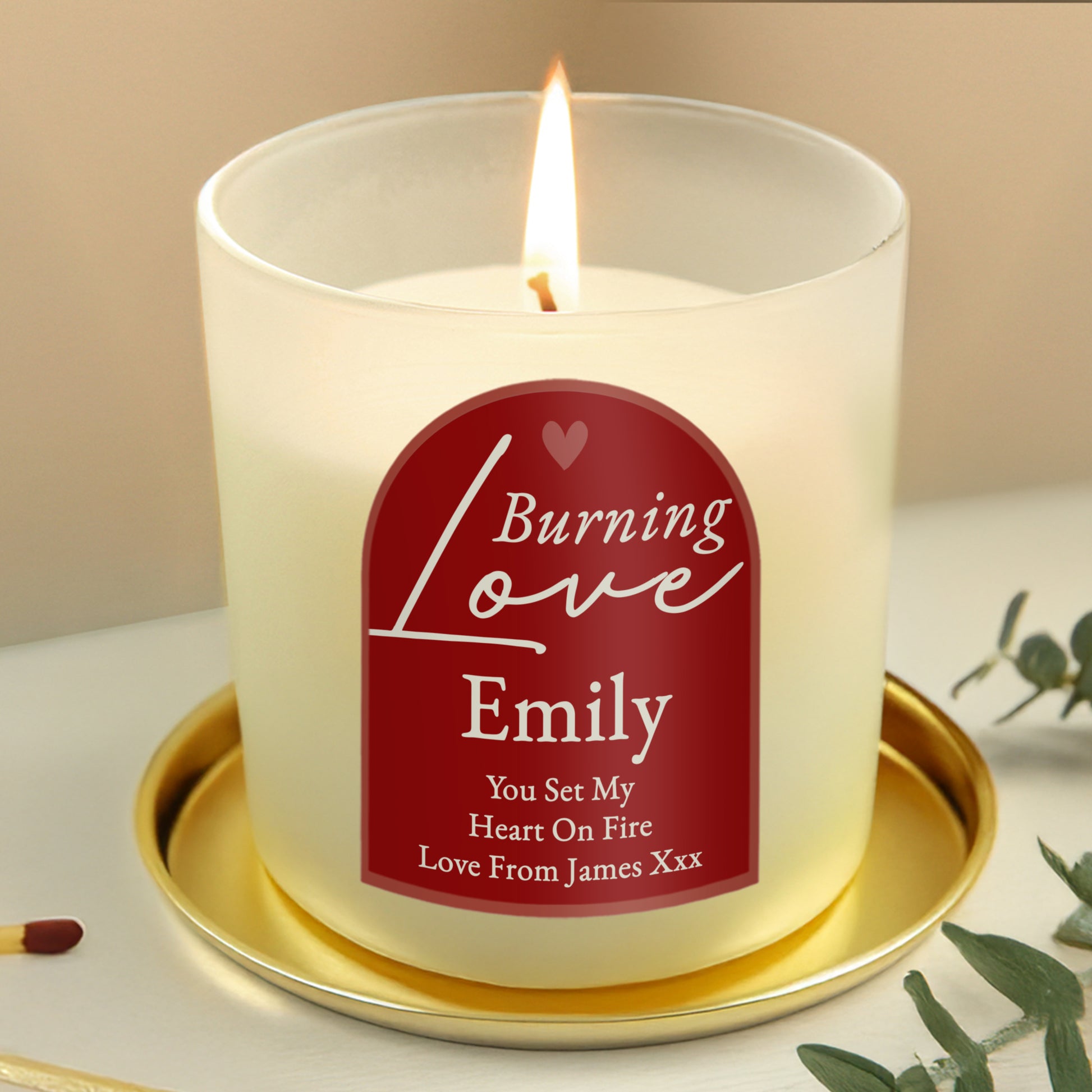 Personalised Burning Love Candle Jar from Heartfelt Gifts