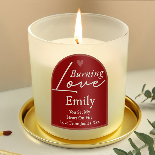Personalised Burning Love Candle Jar from Heartfelt Gifts
