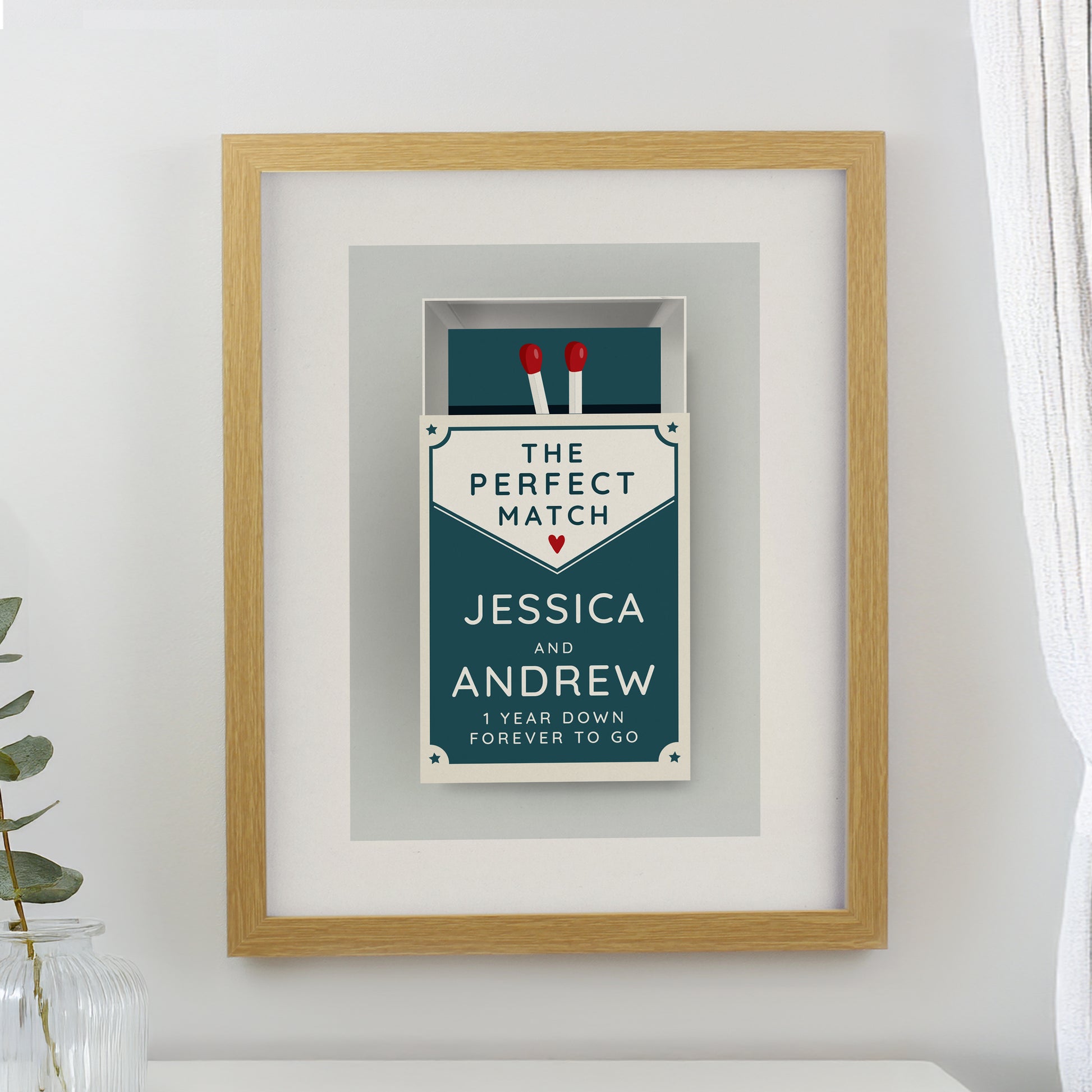 Personalised Perfect Match Oak Poster Frame from Heartfelt Gifts