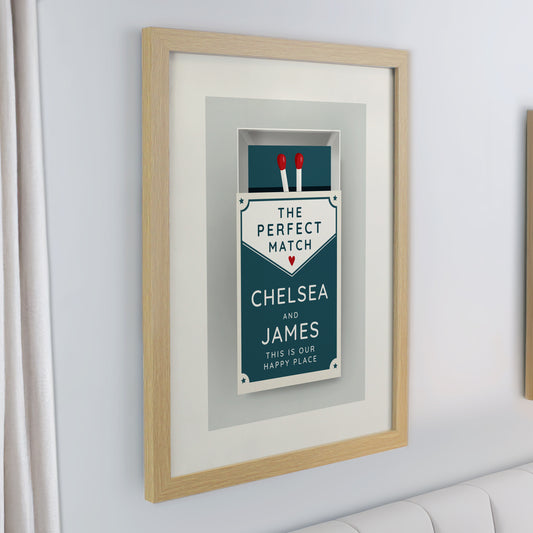 Personalised Perfect Match Oak Poster Frame - image 2