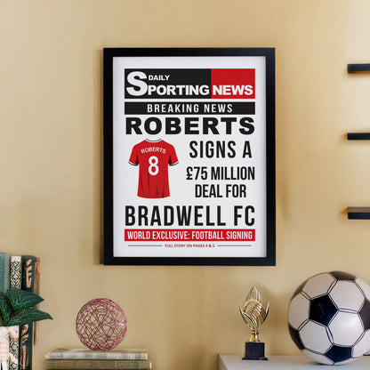 Personalised Football News Black Poster Frame from Heartfelt Gifts