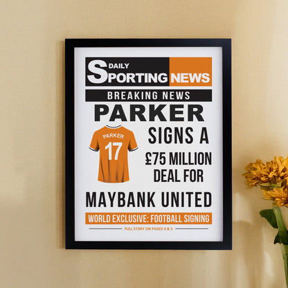Personalised Football News Black Poster Frame - image 11