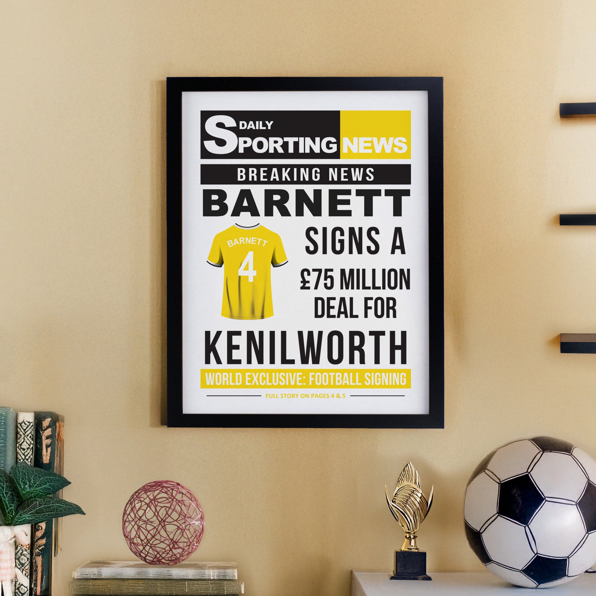 Personalised Football News Black Poster Frame - image 6
