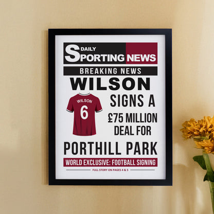 Personalised Football News Black Poster Frame - image 7