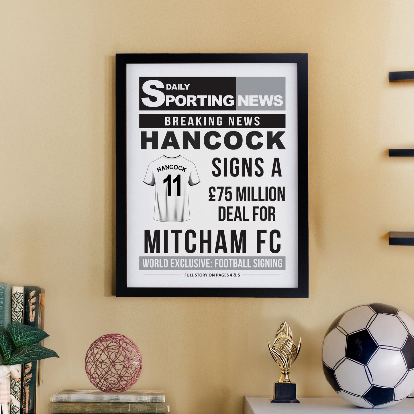 Personalised Football News Black Poster Frame - image 8