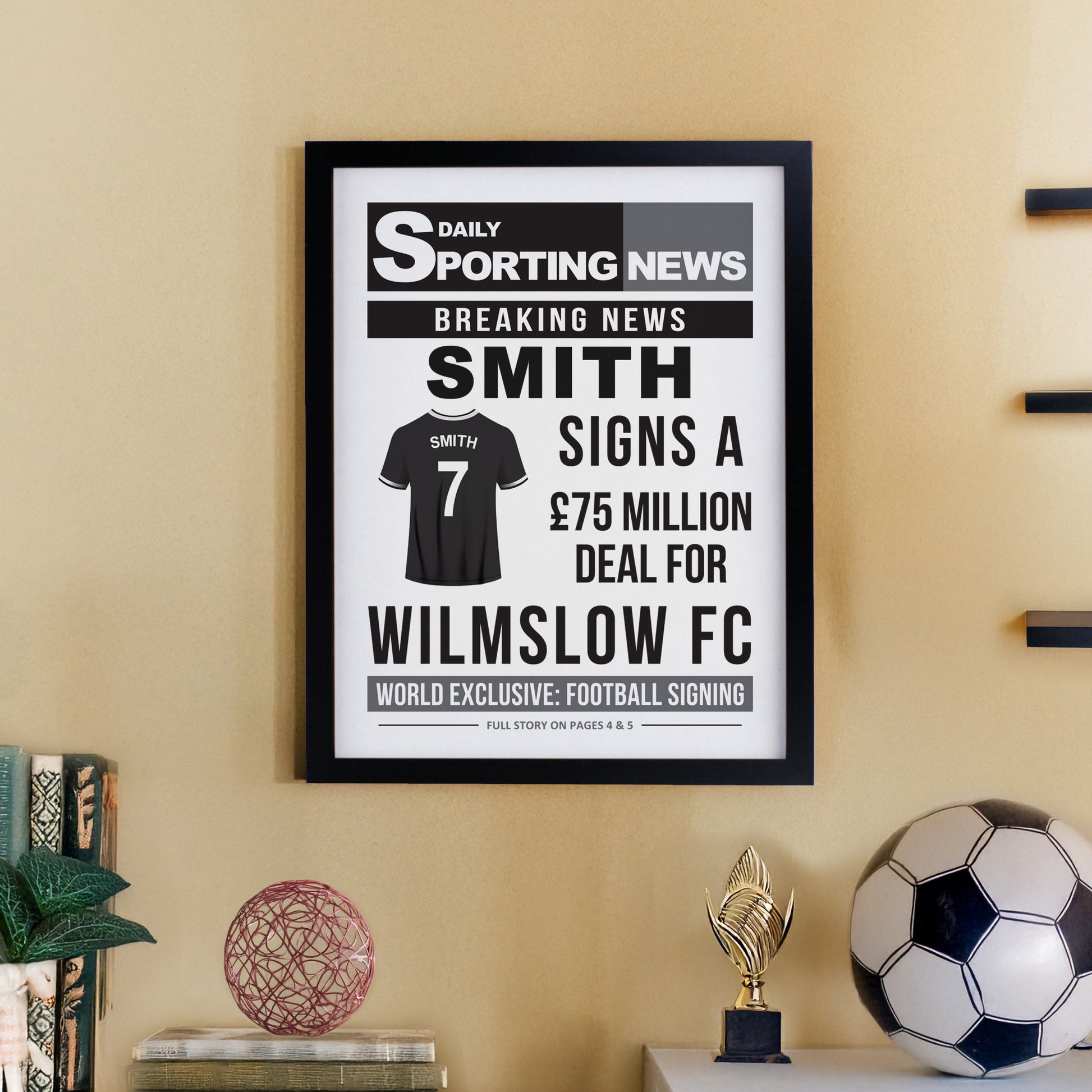 Personalised Football News Black Poster Frame - image 10