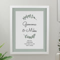 Personalised Botanical White Poster Frame from Heartfelt Gifts