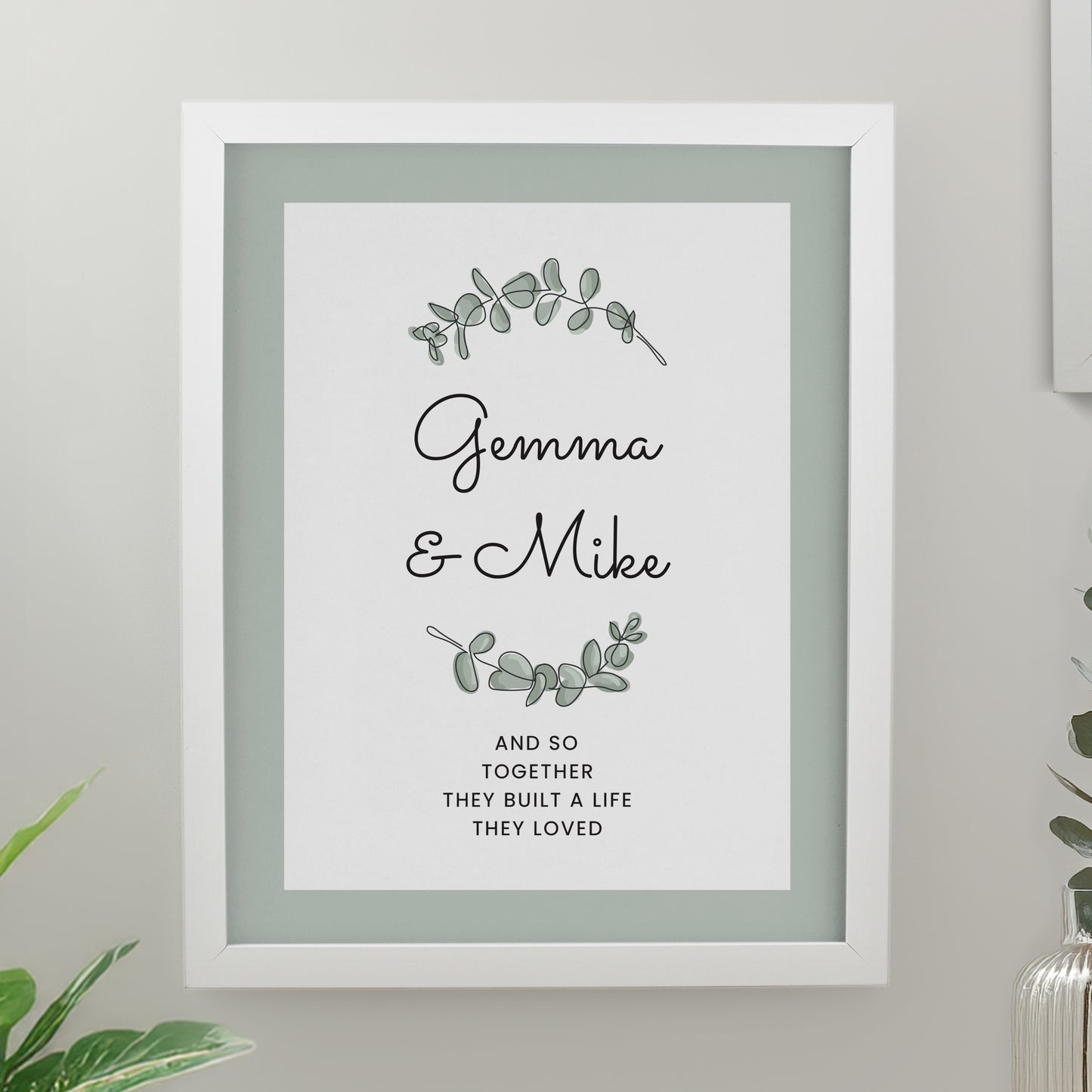 Personalised Botanical White Poster Frame from Heartfelt Gifts
