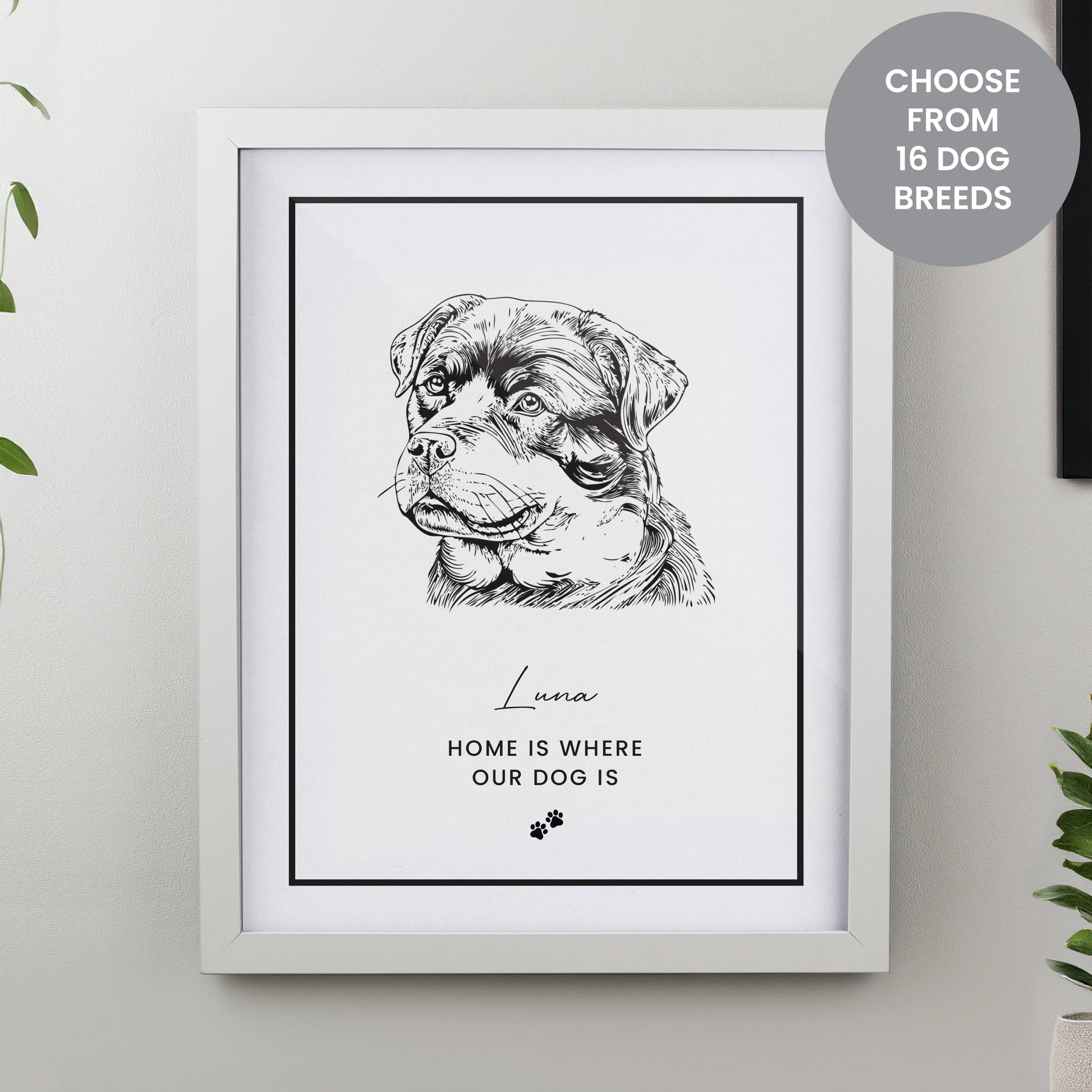 Personalised Dog Breed White Framed Print from Heartfelt Gifts