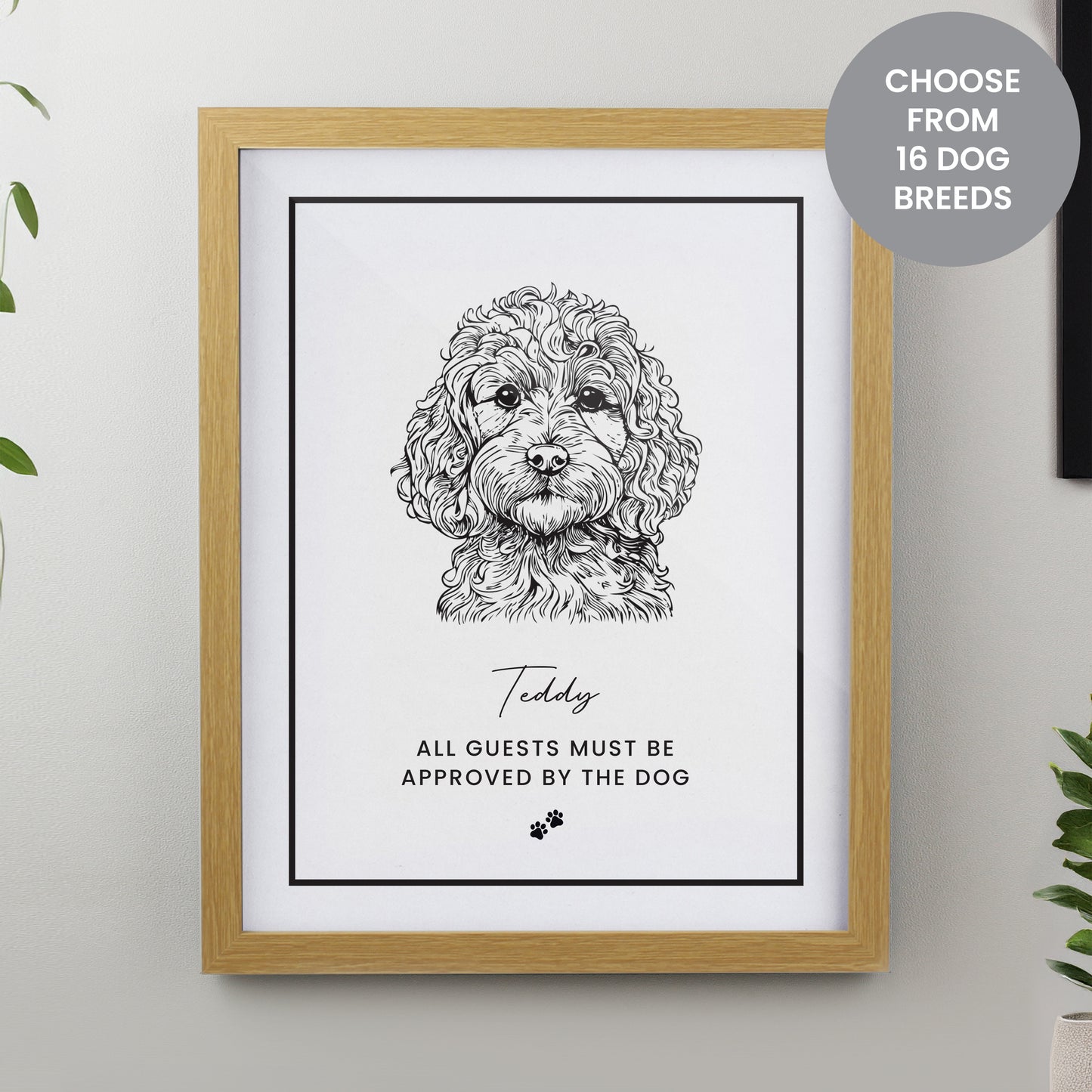 Personalised Dog Breed Oak Framed Print from Heartfelt Gifts