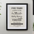 Personalised Anniversary Black Poster Frame from Heartfelt Gifts