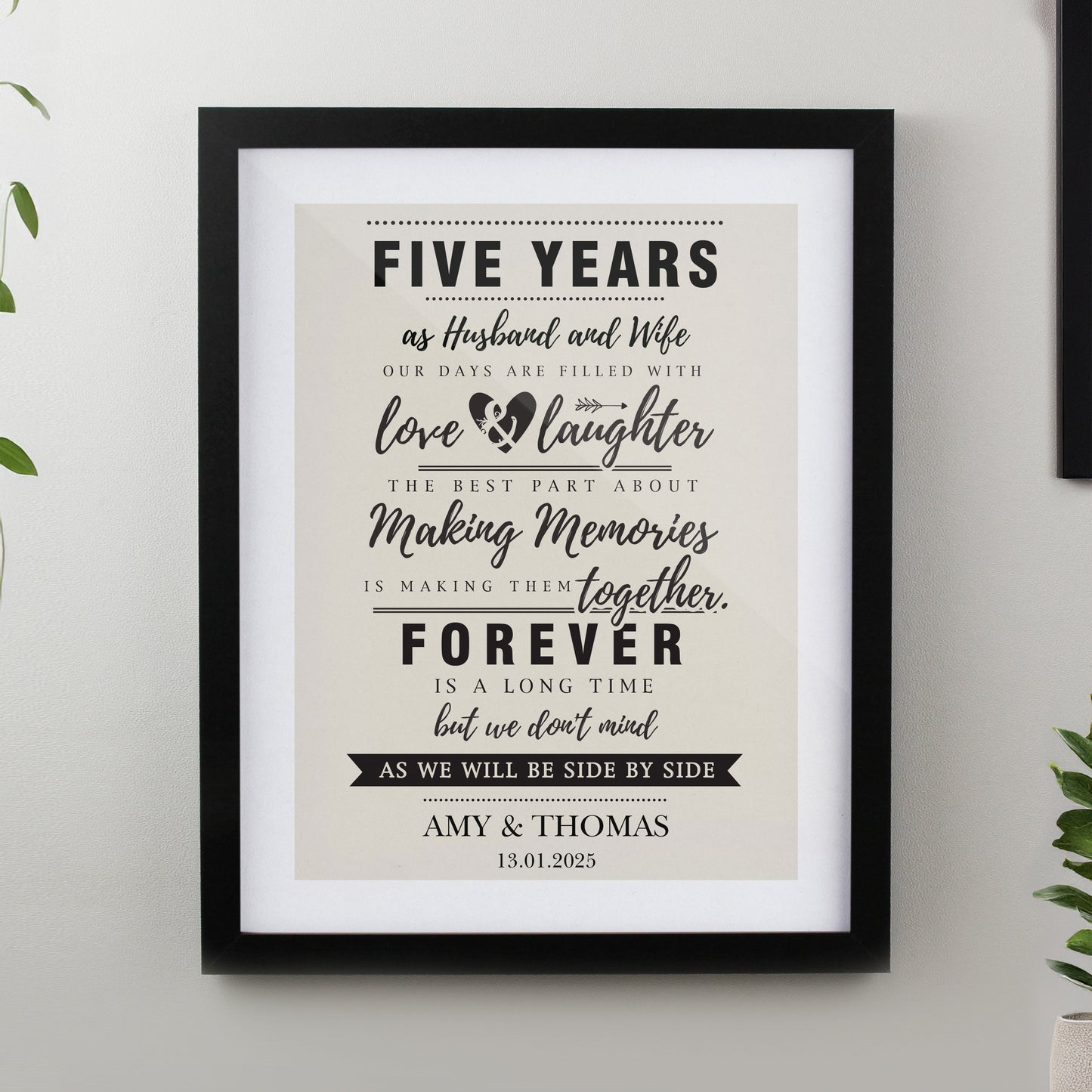 Personalised Anniversary Black Poster Frame from Heartfelt Gifts