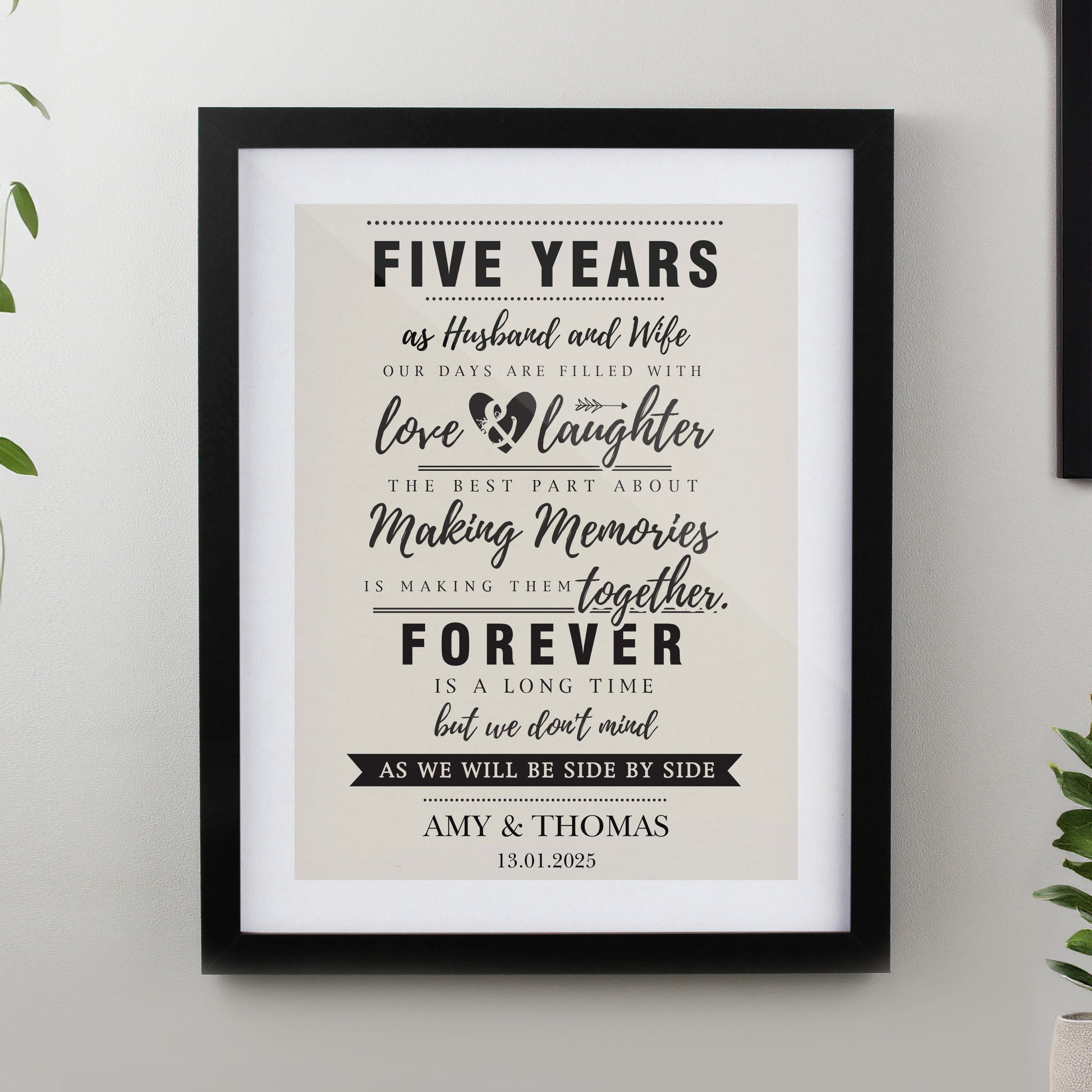Personalised Anniversary Black Poster Frame from Heartfelt Gifts