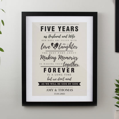 Personalised Anniversary Black Poster Frame from Heartfelt Gifts