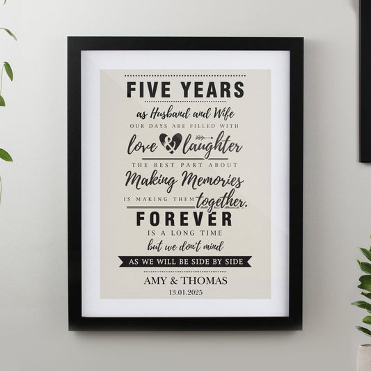 Personalised Anniversary Black Poster Frame from Heartfelt Gifts