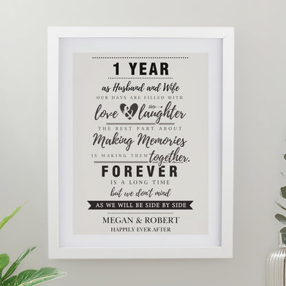 Personalised Anniversary White Poster Frane from Heartfelt Gifts