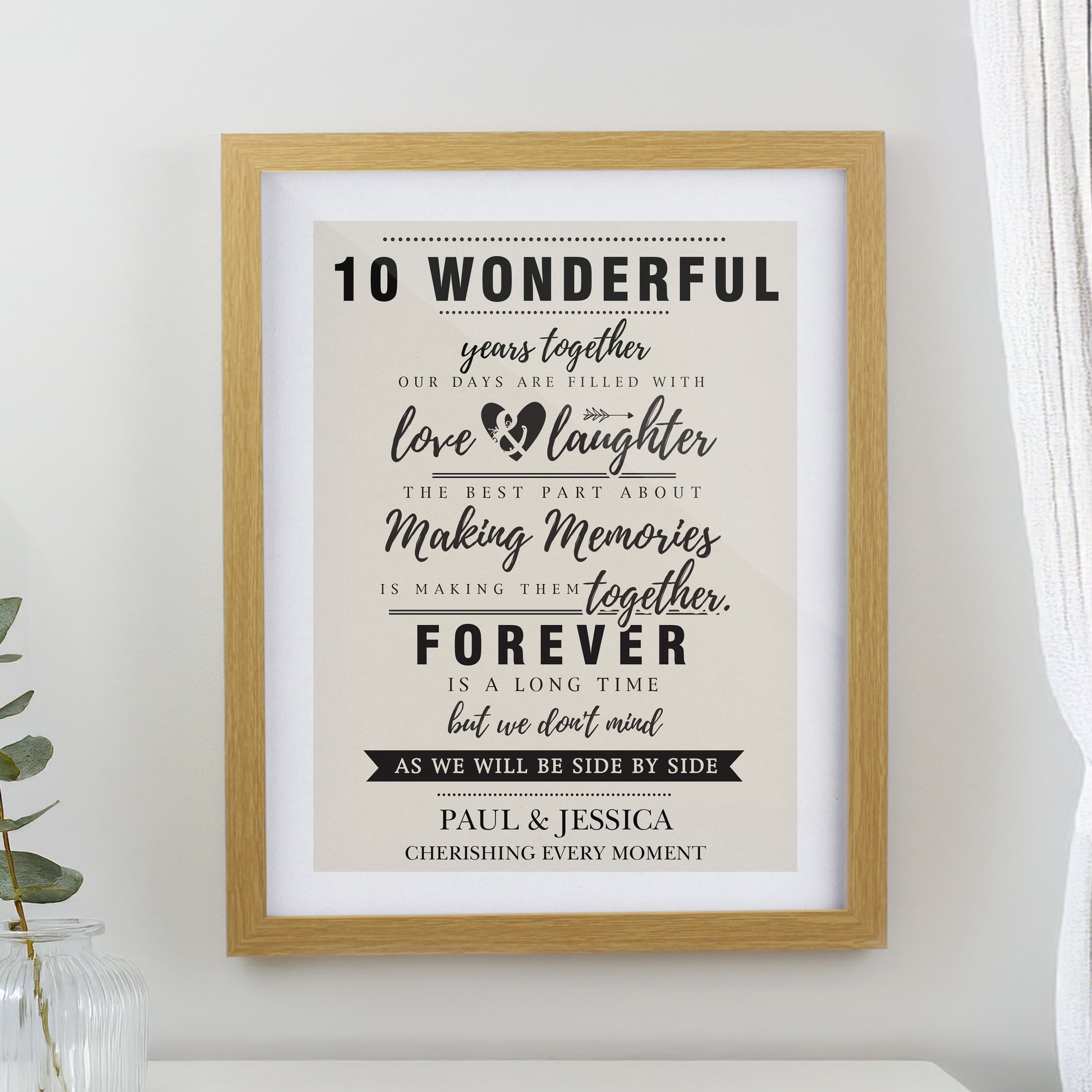 Personalised Anniversary Oak Poster Frame from Heartfelt Gifts