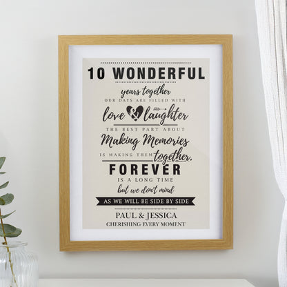 Personalised Anniversary Oak Poster Frame from Heartfelt Gifts