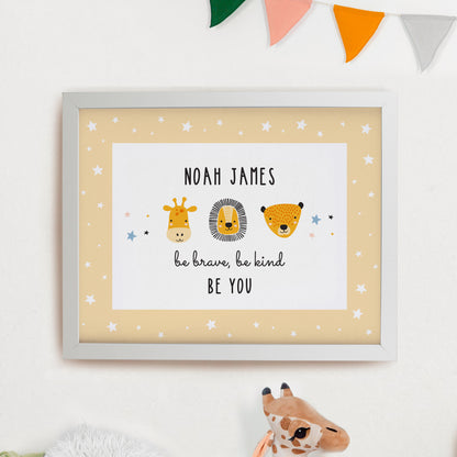 Personalised Scandi Animals White Poster Frame from Heartfelt Gifts