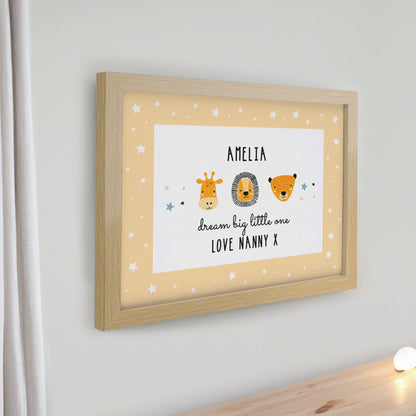 Personalised Safari Animals Oak Poster Frame - image 2