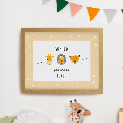 Personalised Safari Animals Oak Poster Frame - image 3