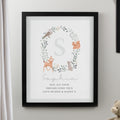 Personalised Woodland Initial Black Poster Frame from Heartfelt Gifts