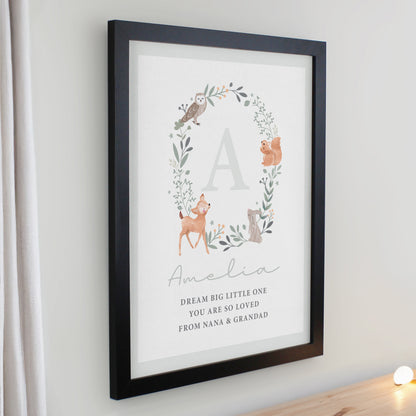 Personalised Woodland Initial Black Poster Frame - image 2