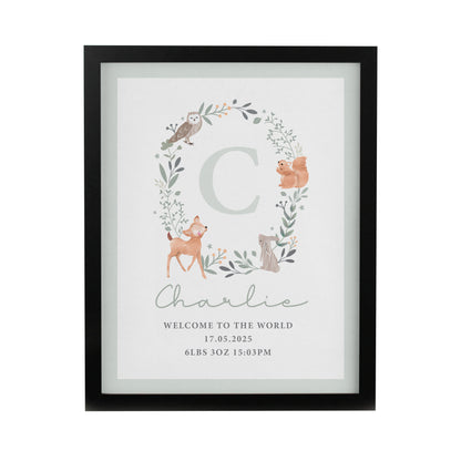 Personalised Woodland Initial Black Poster Frame - image 3