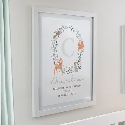 Personalised Woodland Initial White Poster Frame - image 2
