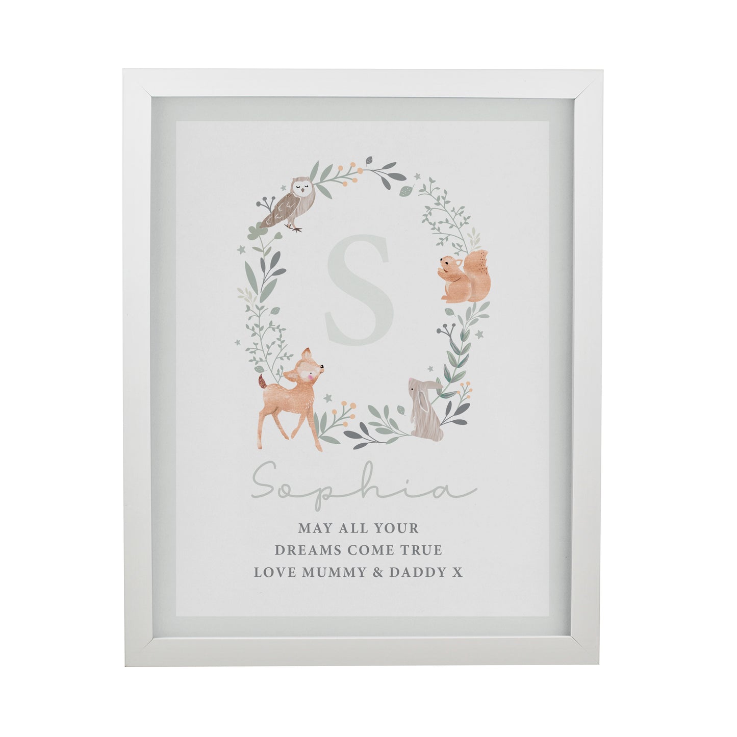 Personalised Woodland Initial White Poster Frame - image 3