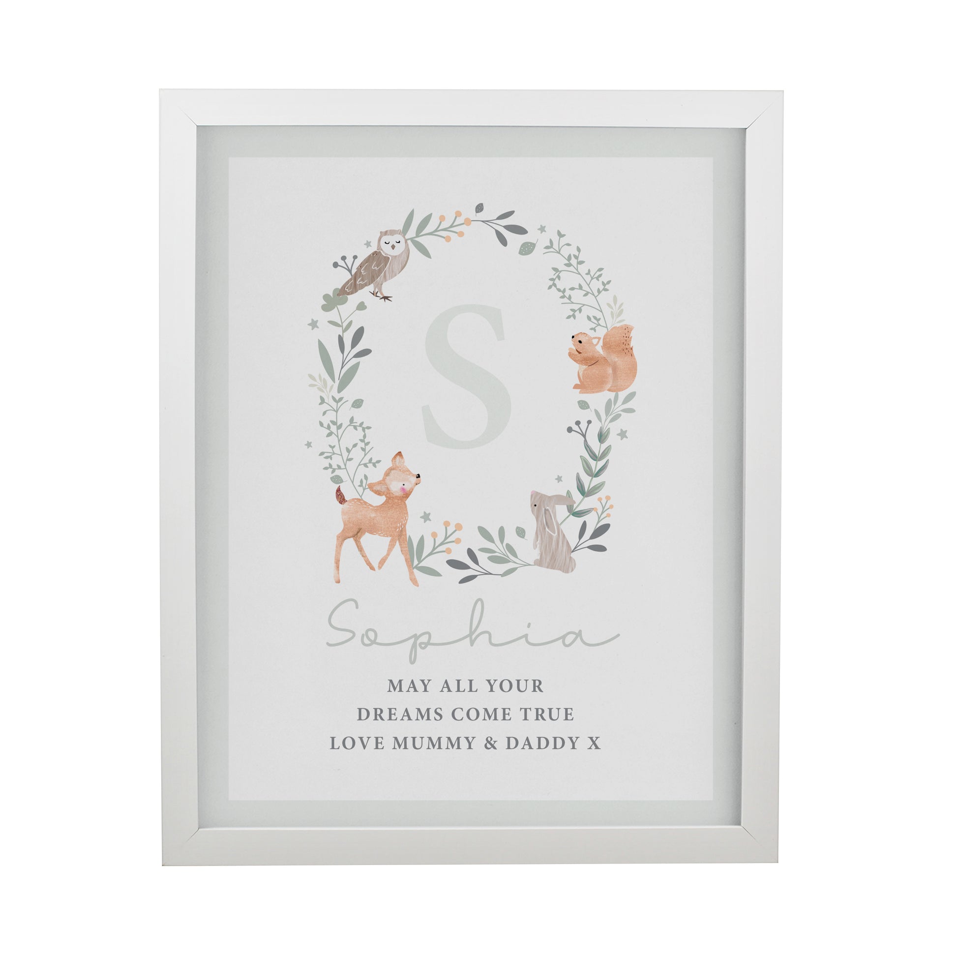 Personalised Woodland Initial White Poster Frame - image 3